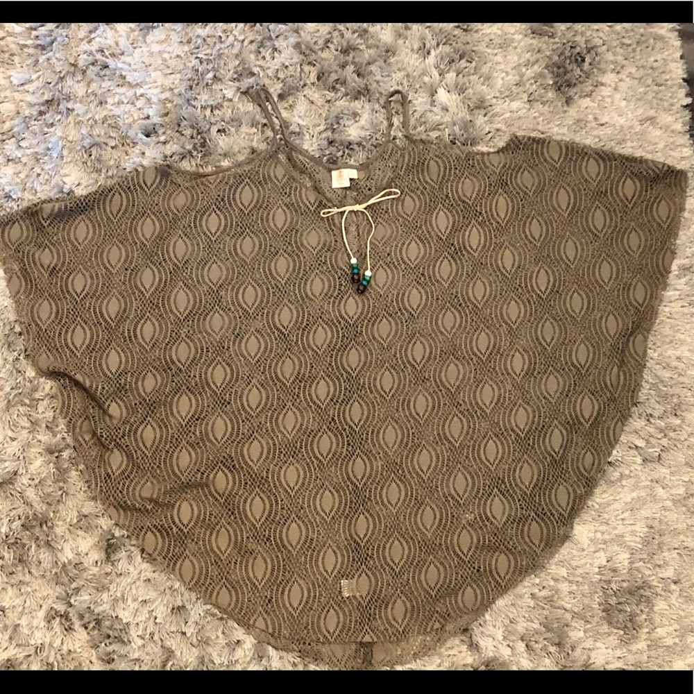 Olive green knit swimsuit coverup